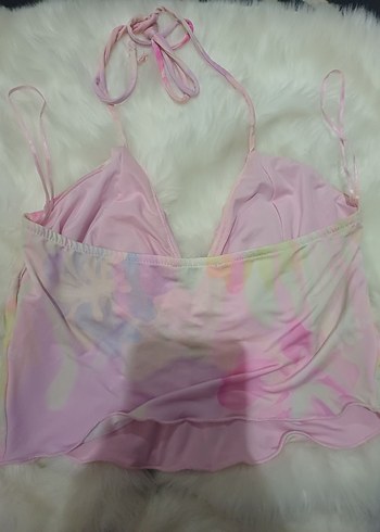 Pembe Bağcıklı Mini Tie-Dye Büstiyer - Görsel 3