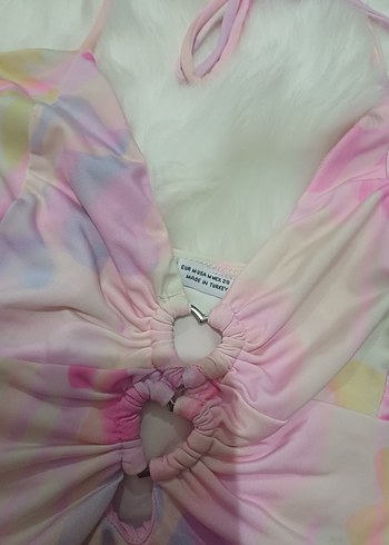 Pembe Bağcıklı Mini Tie-Dye Büstiyer - Görsel 2