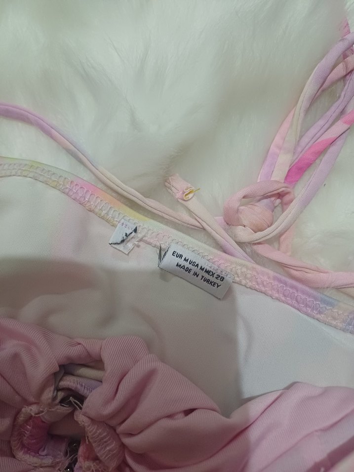 Pembe Bağcıklı Mini Tie-Dye Büstiyer - Görsel 4