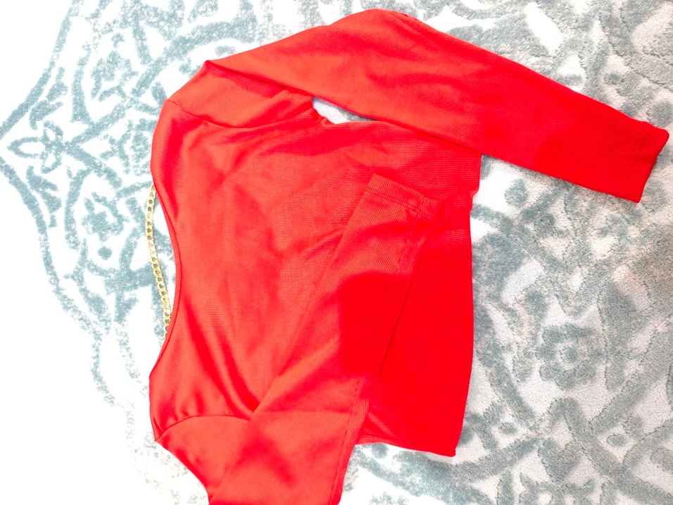 arka Zincir Detaylı turuncuı Kadın Body - Görsel 2