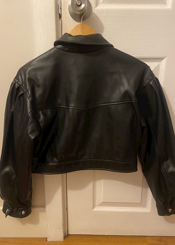 Pull and Bear Pull and Bear Düğmeli Siyah Deri Biker Ceket
