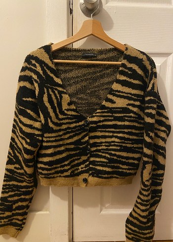 Trendyolmilla Zebra Desenli V Yaka Kadın Hırka