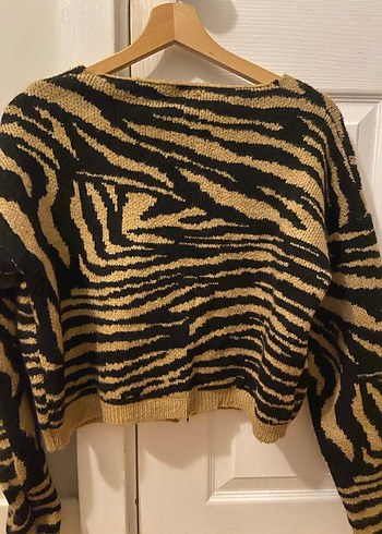 m Beden Trendyolmilla Zebra Desenli V Yaka Kadın Hırka