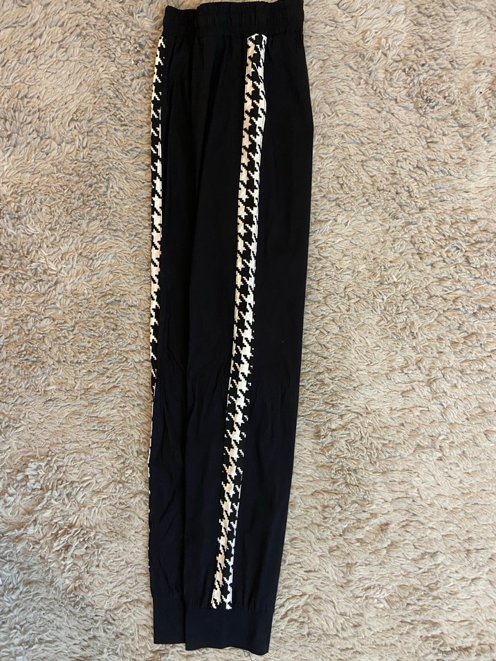 Pink siyah pantolon  kaza ayağı desenli - Görsel 3