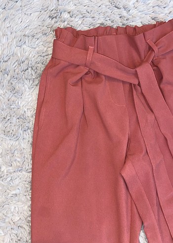 s Beden bordo Renk Kadın Pembe kiremit Kemerli Havuç Pantolon