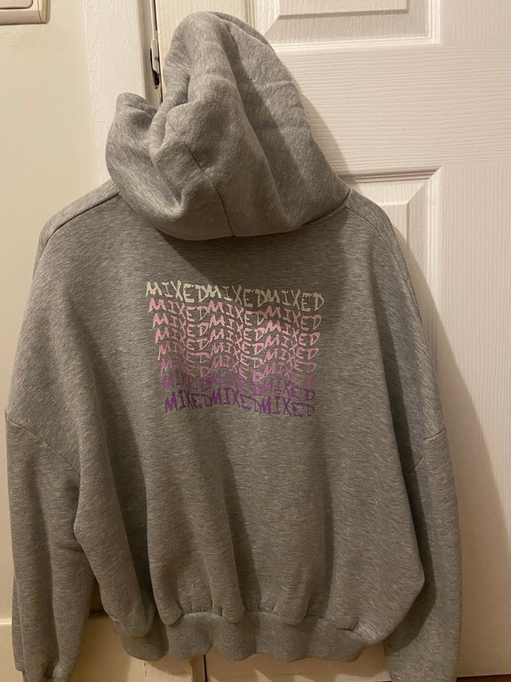 Gri Oversize Sweatshirt arkası baskılı - Görsel 2