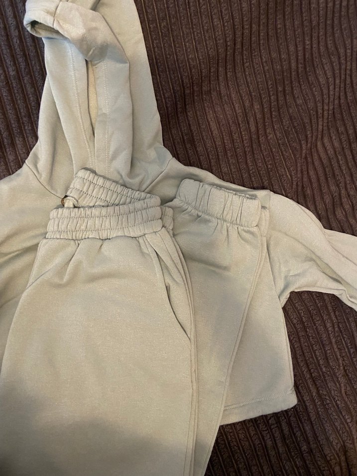 Su Yeşil  Kapüşonlu Bol Kesim Eşofman Takımı - Görsel 3