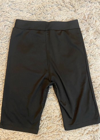 Siyah Yüksek Bel Parlak Biker tayt - Görsel 3