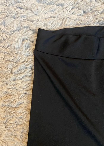 Siyah Yüksek Bel Parlak Biker tayt - Görsel 2