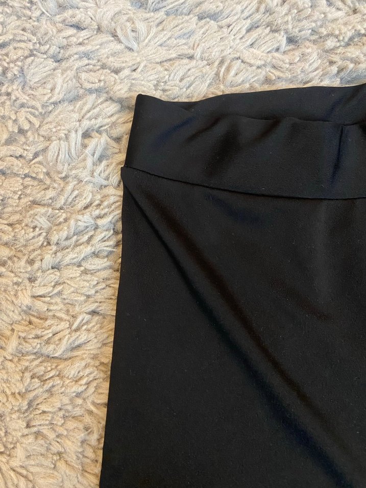 Siyah Yüksek Bel Parlak Biker tayt - Görsel 2