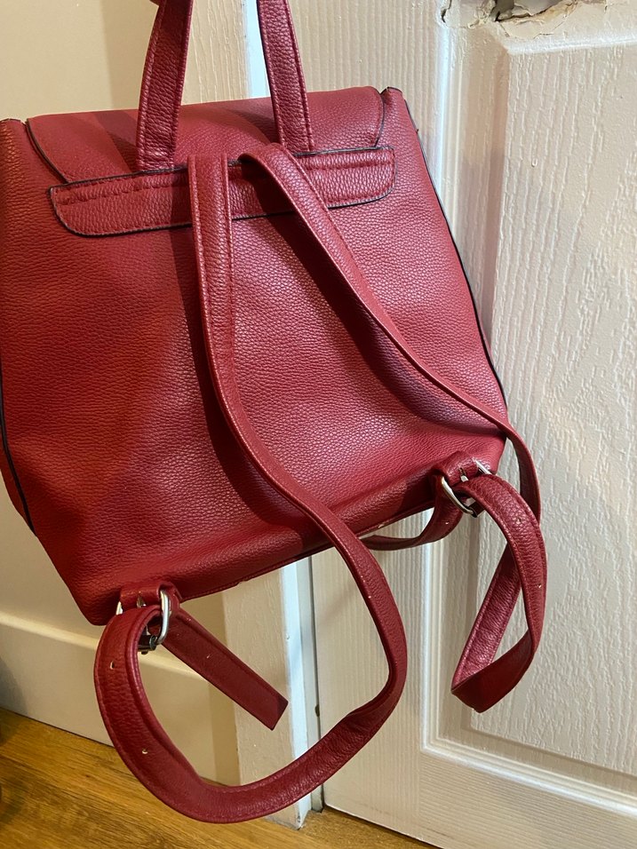Kırmızı Deri Kadın Sırt Çantası - Görsel 5