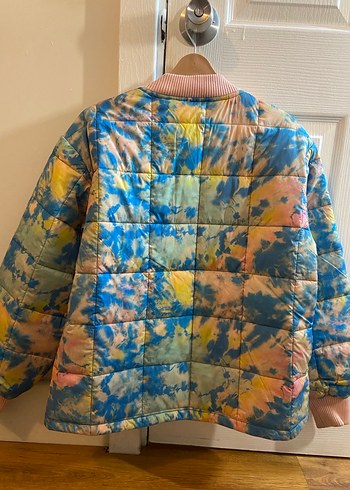 Kadın Çok Renkli Batik Desenli Düğmeli Ceket Mont - Görsel 4