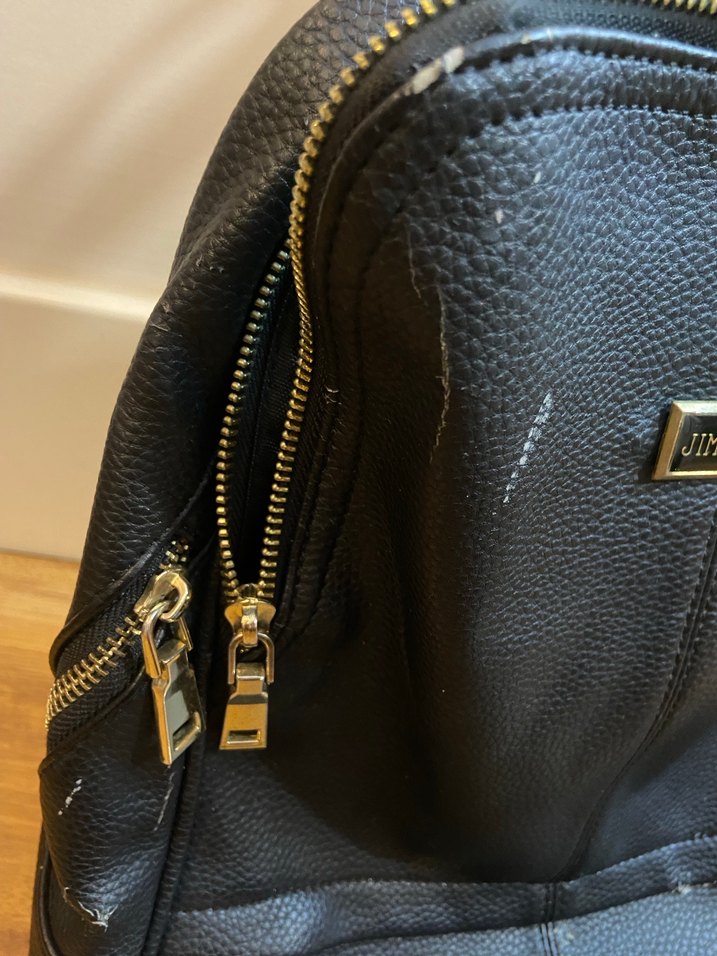 siyah deri sırt çantası - Görsel 2