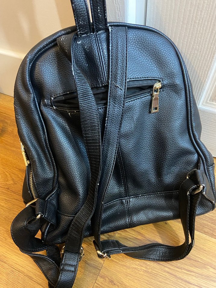 siyah deri sırt çantası - Görsel 5