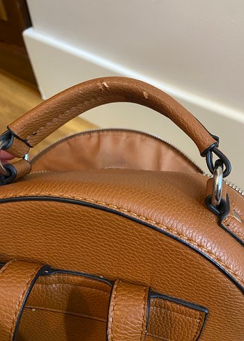 Kahverengi Deri Kadın Sırt Çantası - Görsel 5