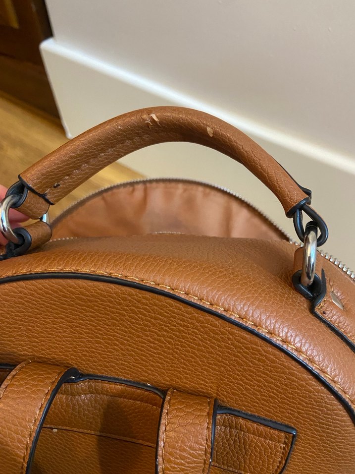 Kahverengi Deri Kadın Sırt Çantası - Görsel 5