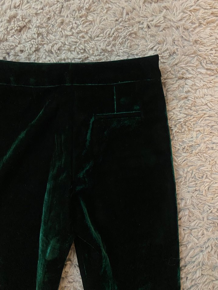 Kadife yeşil pantolon - Görsel 4