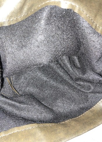 Haki yeşil deri şort etek - Görsel 5