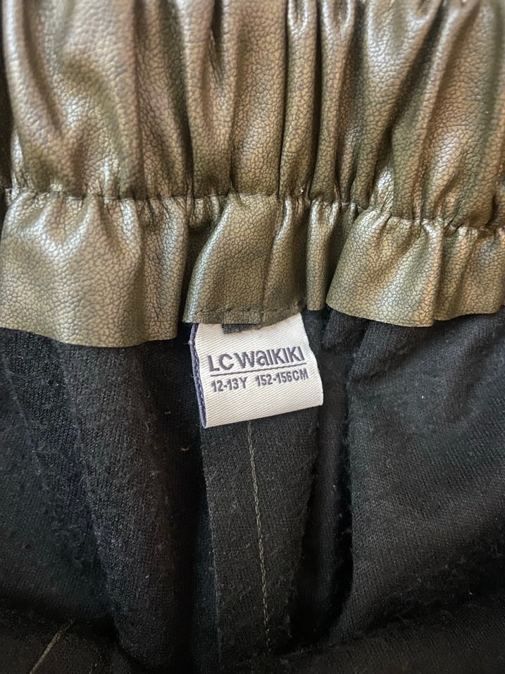 Haki yeşil deri şort etek - Görsel 4