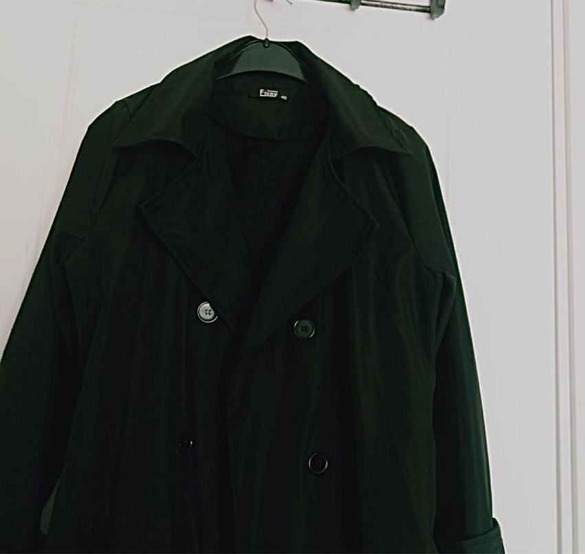 Düğmeli Siyah Uzun Kadın Trençkot - Görsel 2