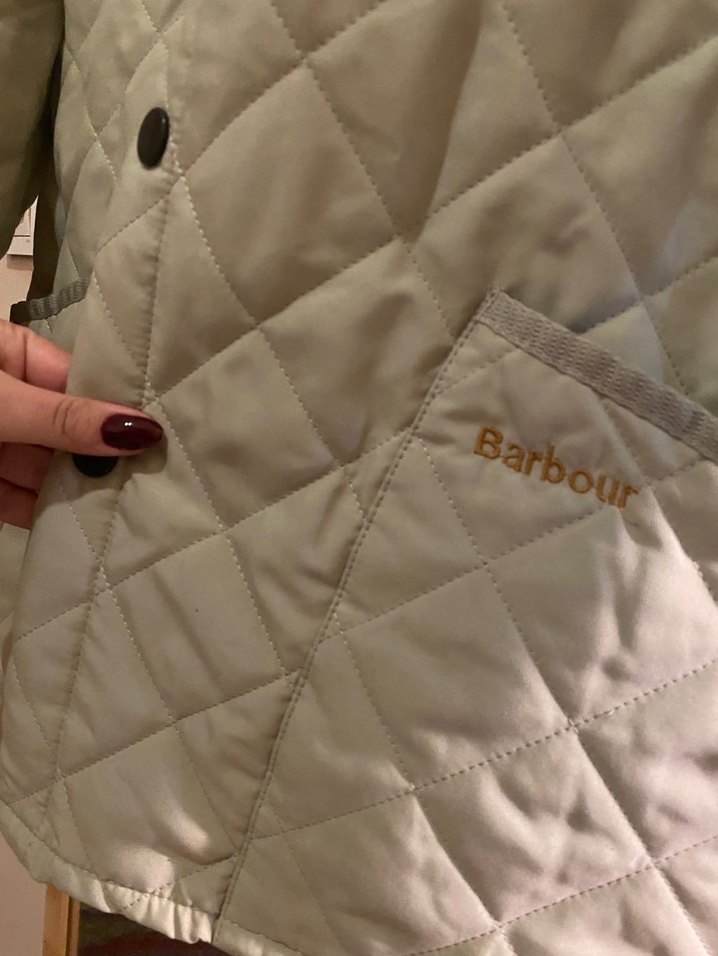 BARBOUR Düğmeli, Midi Boy, Rahat Kesim Bej Kadın Ceket - Görsel 3