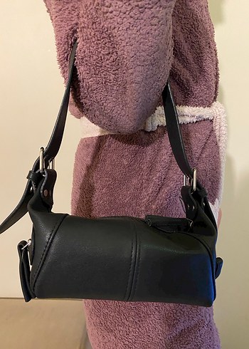 Tokalı Siyah Deri Kadın Çanta - Görsel 2