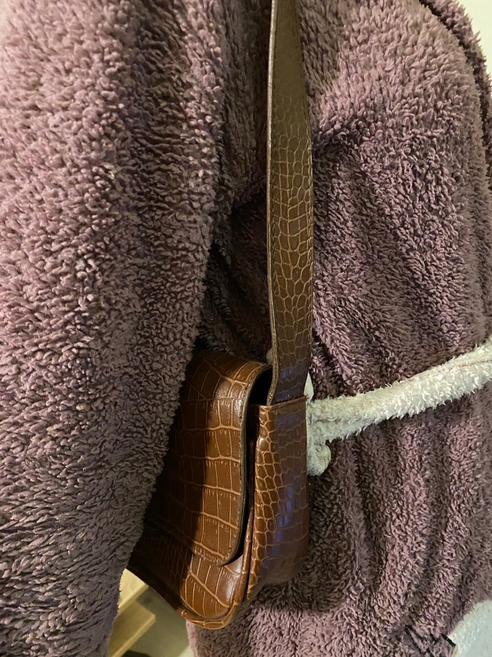 Kahverengi Deri Krokodil Desenli Kadın Çanta - Görsel 2