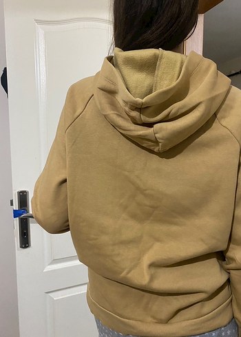 Kadın Bej Kapüşonlu Sweatshirt - Görsel 2