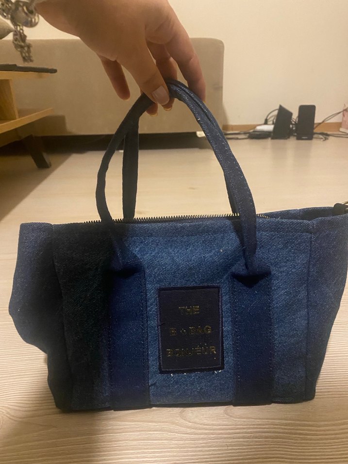 Lacivert Denim Fermuarlı Kadın Çantası - Görsel 3