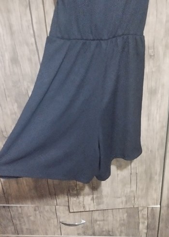 s Beden Siyah Mini askılı şortlu tulum