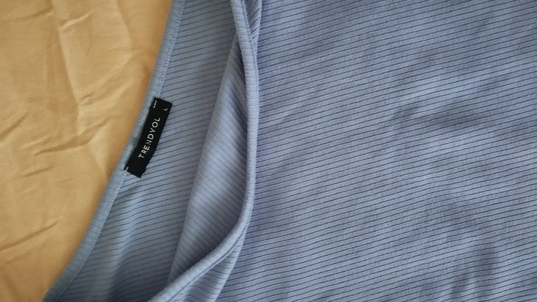 Uzun Kollu Mavi Tek Omuz Bluz - Görsel 2