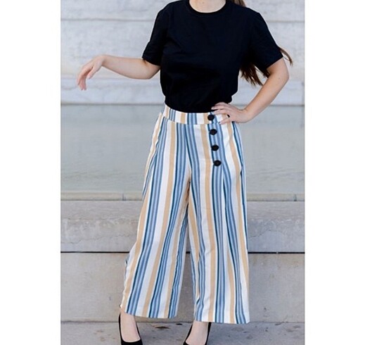 Zara çizgili rahat pantolon