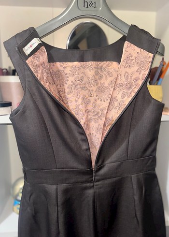 Siyah Midi Kolsuz Ofis Elbisesi - Görsel 6