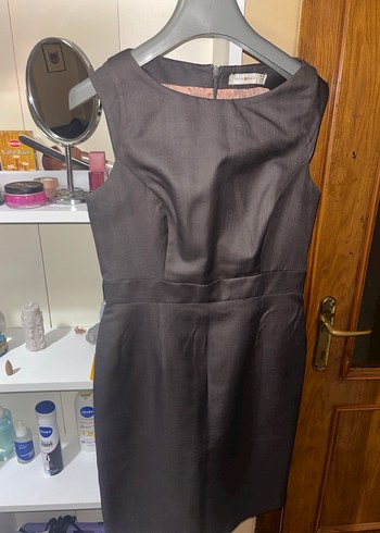 Siyah Midi Kolsuz Ofis Elbisesi - Görsel 2