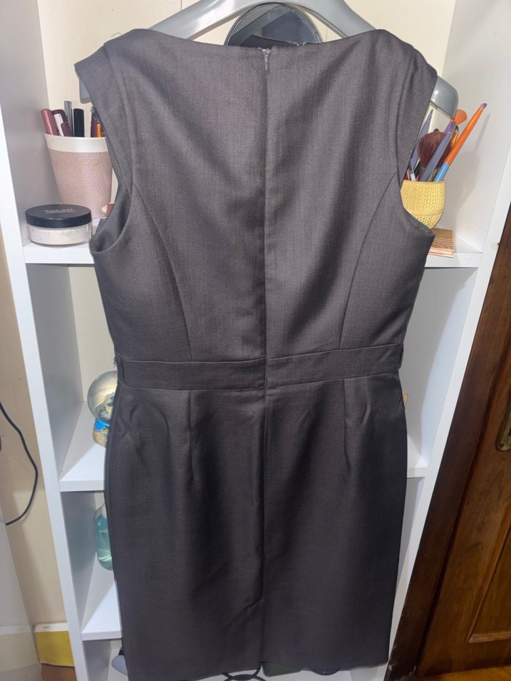 Siyah Midi Kolsuz Ofis Elbisesi - Görsel 5