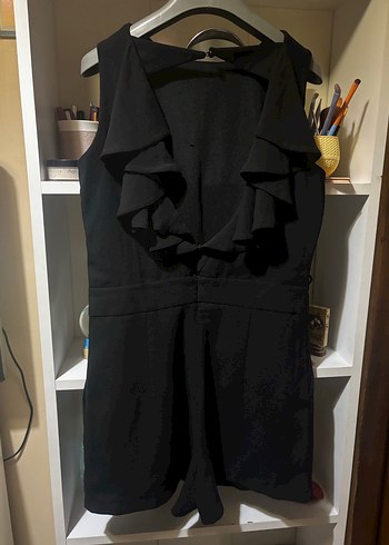 Siyah Kolsuz Mini Tulum - Görsel 3