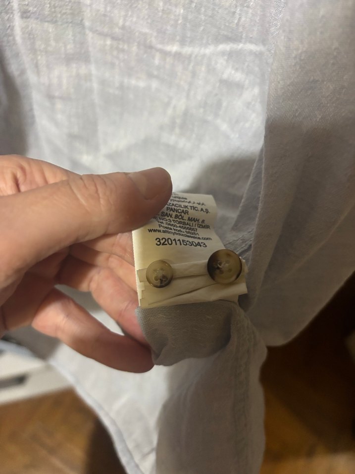 Gri Keten Erkek Gömlek Uzun Kollu - Görsel 4