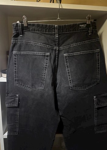 Siyah Bol Kesim Midi Denim Kadın Pantolon - Görsel 3