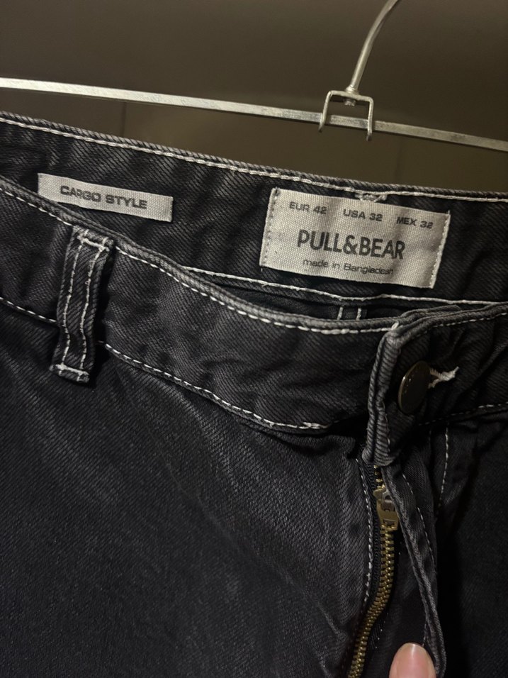 Siyah Bol Kesim Midi Denim Kadın Pantolon - Görsel 2