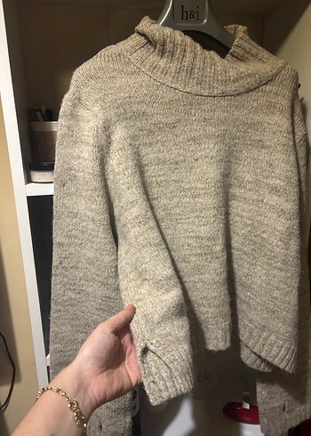 Gri Yüksek Yakalı Örgü Kadın Kazak - Görsel 2