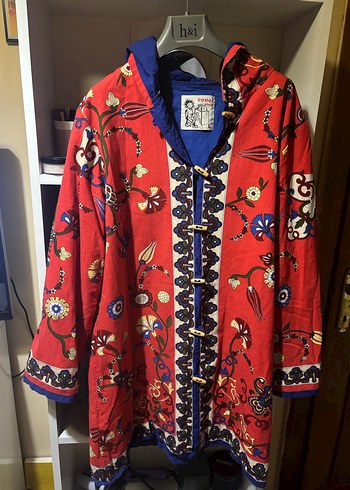 Renkli Nakışlı Bohem Kadın Midi Kaban - Görsel 2