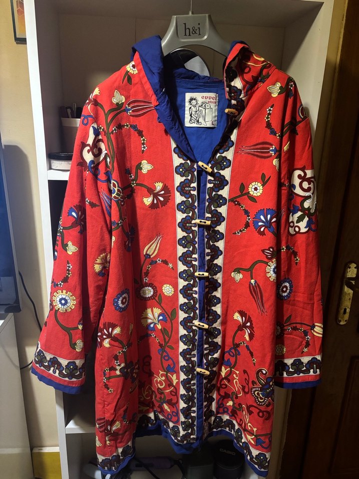 Renkli Nakışlı Bohem Kadın Midi Kaban - Görsel 2