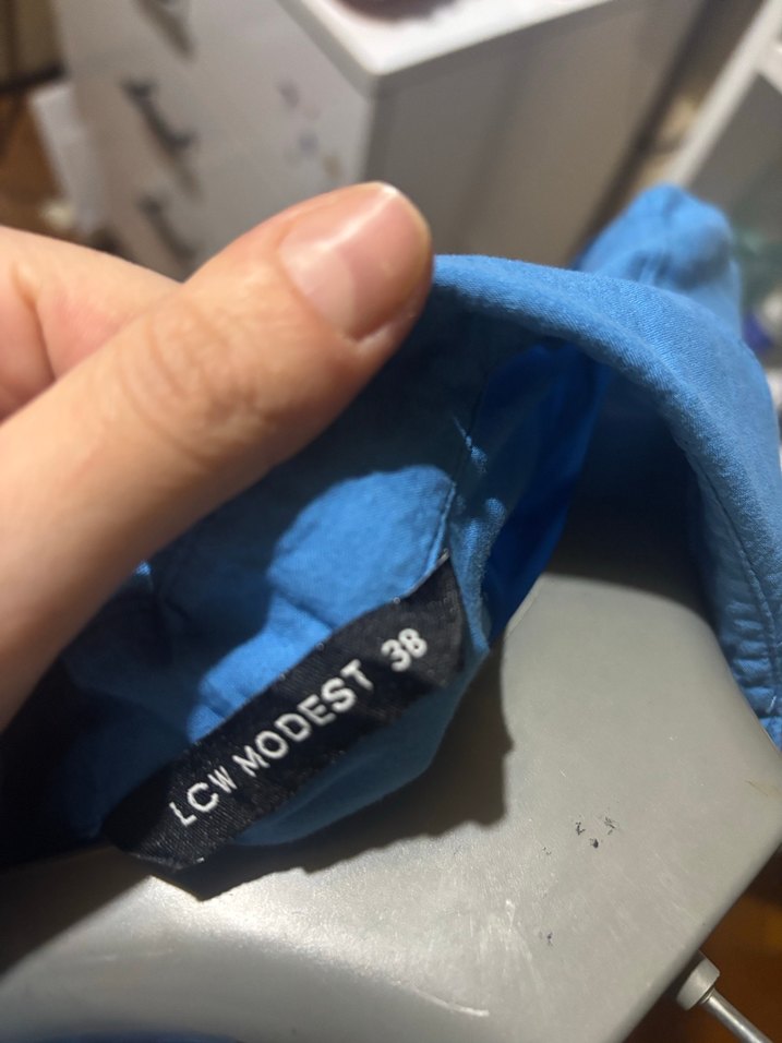 Düğmeli Uzun Kollu Mavi Tunik - Görsel 5