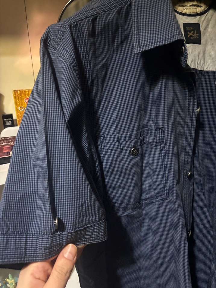 Gri Denim Kısa Kollu Erkek Gömlek - Görsel 3