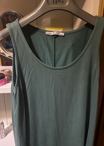 Yeşil, Salaş, Kolsuz Uzun Elbise - Görsel 2