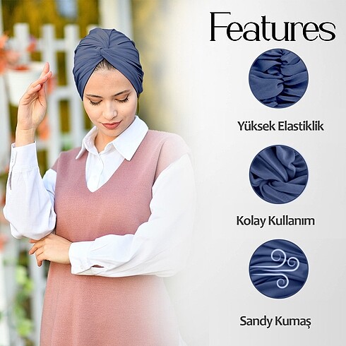 Beden Burgulu Bone-Tesettür Bone-Bone Eşarp-Hazır Bone Şal