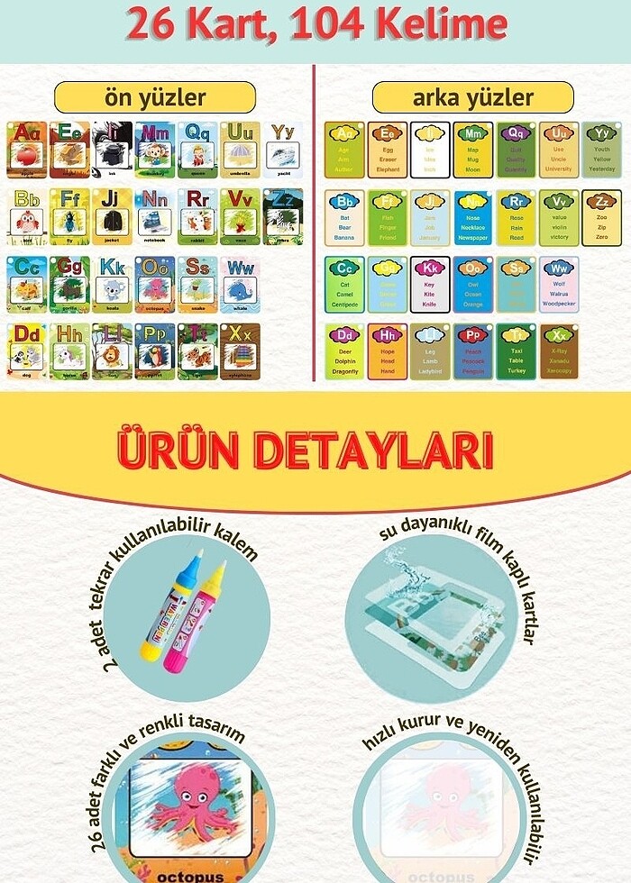 Eğitici alfabe kartları çocuklar için - Görsel 5