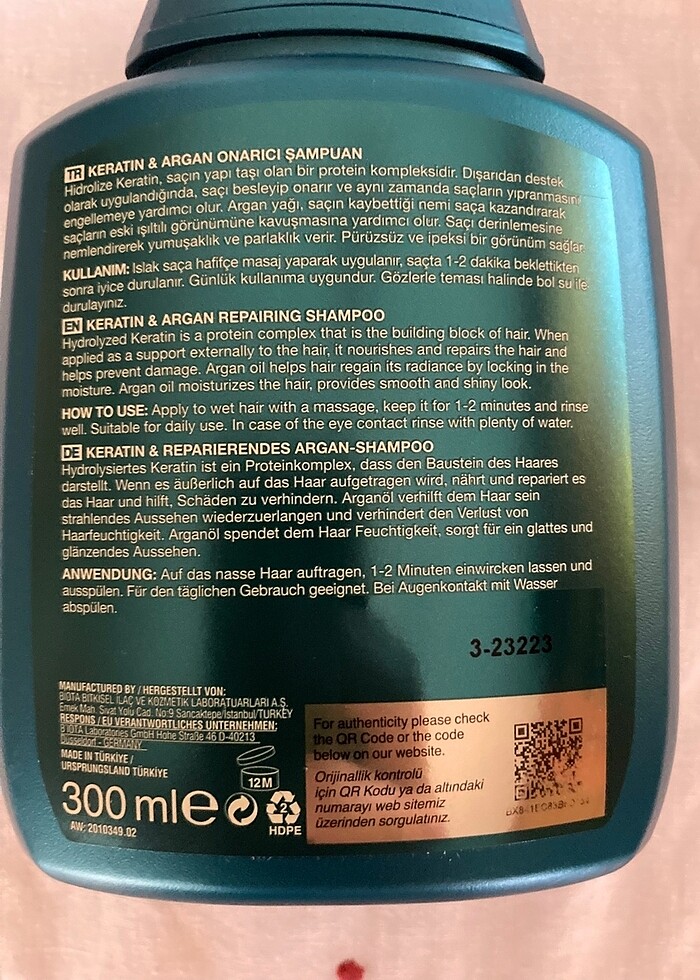 Sıfır Bioxcin Keratin ve Argan Şampuan - Görsel 3