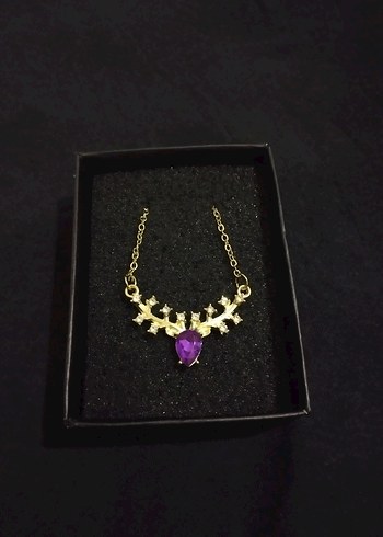 Accessorize Mor Taşlı geyik figürlü kolye