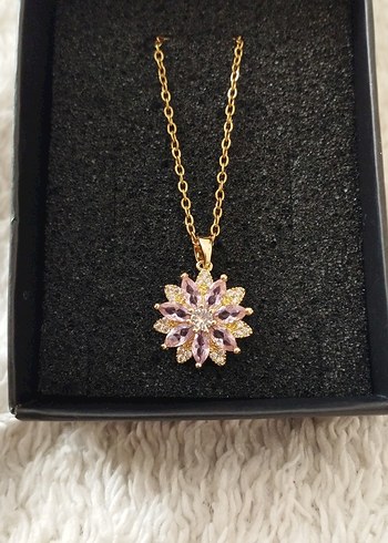 Beden pembe lotus çiçeği şans Kolyesi